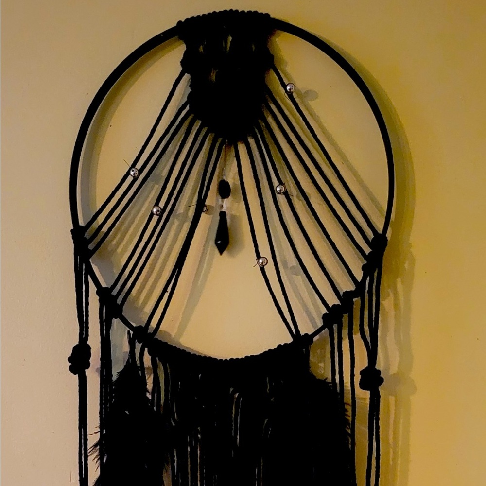Handmade black macrame wall hanging